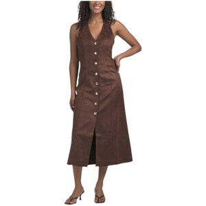ENDLESS ROSE Faux Suede Fitted Midi Dress